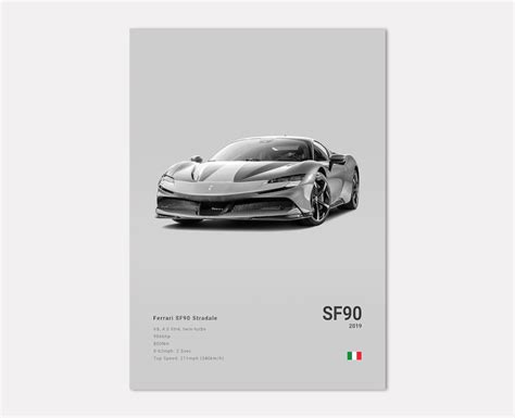 Ferrari Sf90 Stradale Poster Print Wall Art Car Photography Etsy