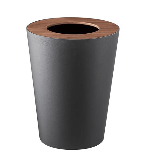 Yamazaki Home Trash Can Two Styles Walnut Steel Wood Round 1 85