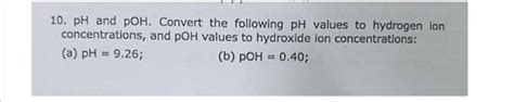 Solved 10 Mathrm PH And Mathrm POH Con