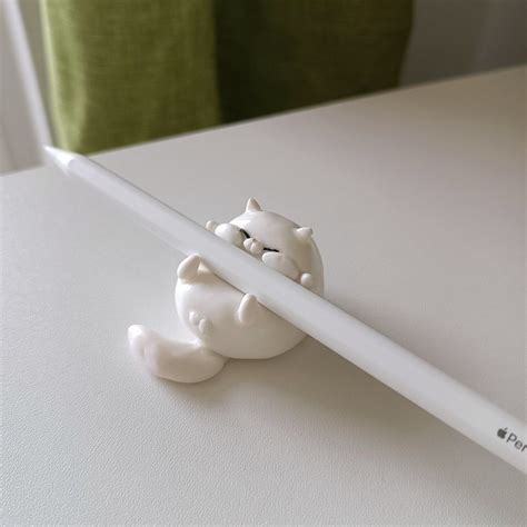 Love Bite Cat Figurine Pencil Holder Cute Polymer Clay Desk Friend Etsy Canada In 2024