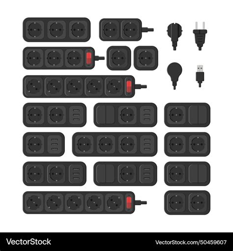 Power outlet plug extension strip european type f Vector Image