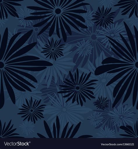 Seamless floral pattern with dark and light blue Vector Image