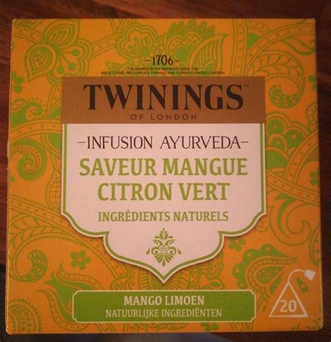 Infusion Ayurveda Saveur Mangue Citron Vert Twinings G