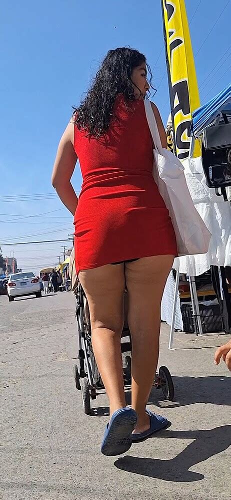 Shameless Milf Latina In A Very Short Red Dress Showing Off Her Cheeks I Appreciate It Oc