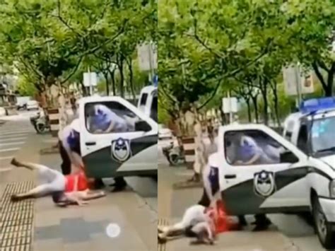 Viral Video Police Officer Body Slams Woman Holding Her Baby To The