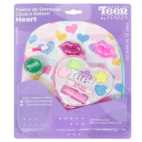 Paleta De Sombras Gloss E Batom Heart Teen Fenzza SKV12011150