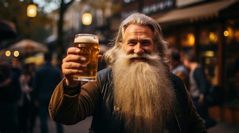 Premium AI Image | Man drinking beer at oktoberfest