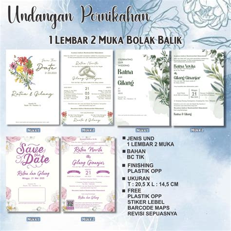 Jual Undangan Pernikahan Minimalis Lembar Vintage Rustic Elegan