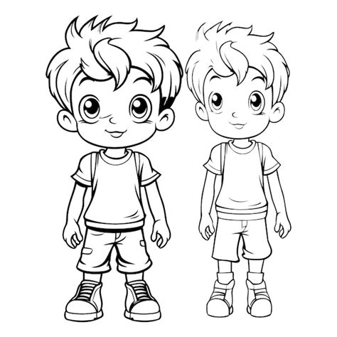 Premium Vector Vector Illustration Of Cartoon Boy And Girl Coloring