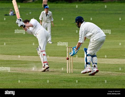 Batsman Wicket Keeper Cricket Stock Photo Alamy