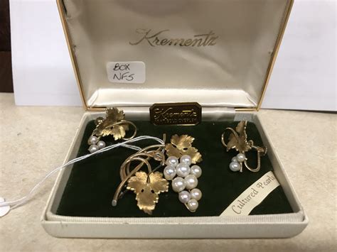 Vintage Krementz 14k Overlay And Cultured Pearls Set Branford