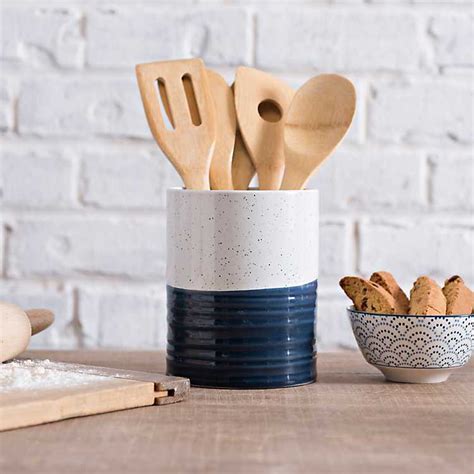 Navy Speckled Ceramic Utensil Holder Kirklands Ceramic Utensil Holder Cooking Utensil