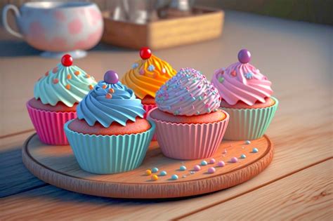 Premium Photo | Cupcakes Colorful