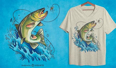 Descarga Vector De Diseño De Camiseta De Ilustración De Pesca De Lubina