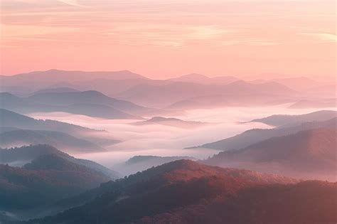 Panoramic View Of The Blue Ridge Mountains At Sunrise Premium Ai