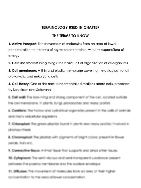 SOLUTION Cells And Tissues Terminology Biology Studypool