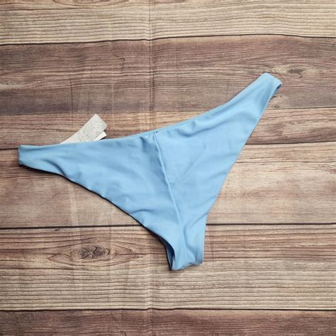 Tillys Light Blue Cheeky Bikini Bottom Size L With Depop