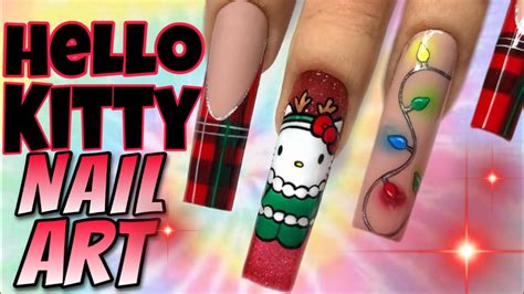 Hello Kitty Christmas Nail Art