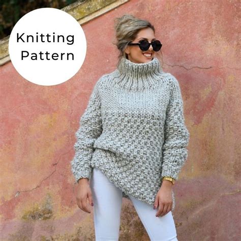 Oversized Chunky Knit Sweater Pattern Thick Knit Sweater Pattern