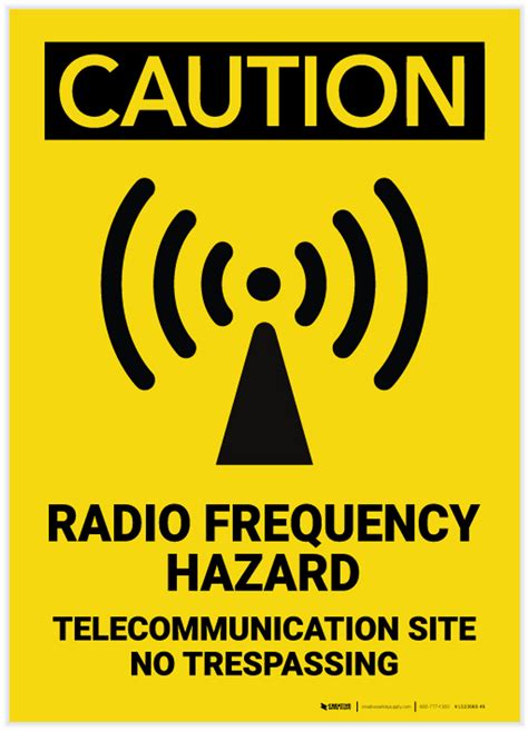 Caution Radio Frequency Hazard Telecommunication Site Label