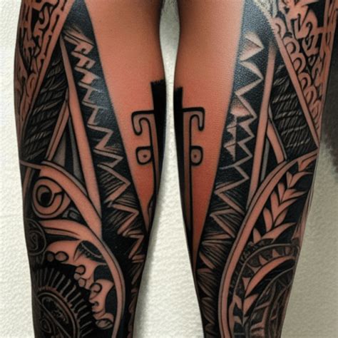 Tongan Samoan Full Leg Sleeve Tattoo Graphic · Creative Fabrica