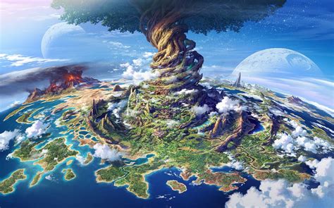 Wallpaper Trees Landscape Fantasy Art Anime Planet Earth Giant