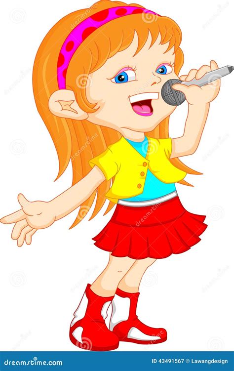 Cute Young Girl Singing Stock Vector - Image: 43491567