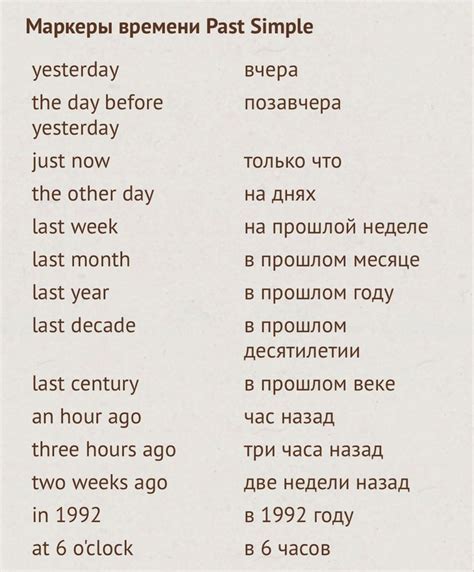 Маркеры времени