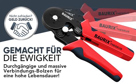 BAURIX Sechskant Crimpzange mit 2000 Aderendhülsen Set I 0 25 6mm²