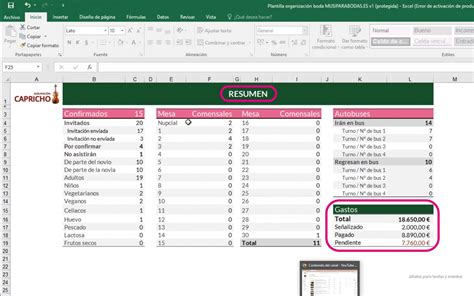 Plantilla De Excel Para Organizar Una Boda