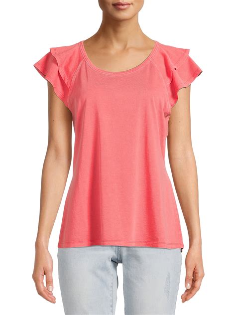 Time And Tru Womens Flutter Sleeve Tank Top