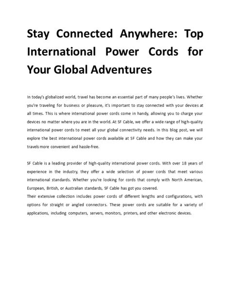 Ppt Stay Connected Anywhere Top International Power Cords For Your