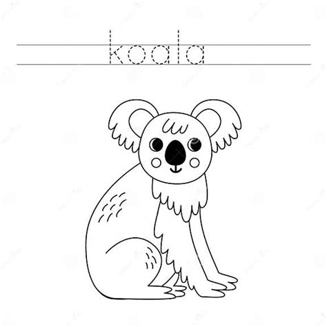 Trace The Letters And Color Cartoon Koala Handwriting Practice For