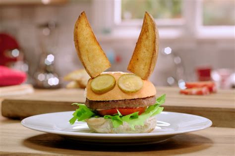 Easter Bunny Beef Burger Feeding Boys And A Firefighter