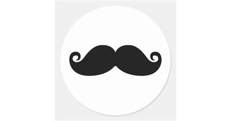 Funny Vintage Black Mustache Classic Round Sticker Zazzle