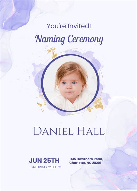 FREE Naming Ceremony Invitation Templates Examples Edit Online