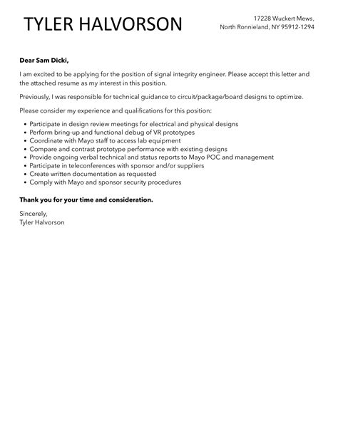 Signal Integrity Engineer Cover Letter Velvet Jobs