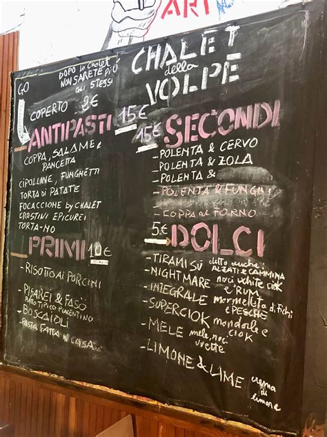 Menu Da Chalet Della Volpe Ristorante Santa Maria Localit Sassi Neri