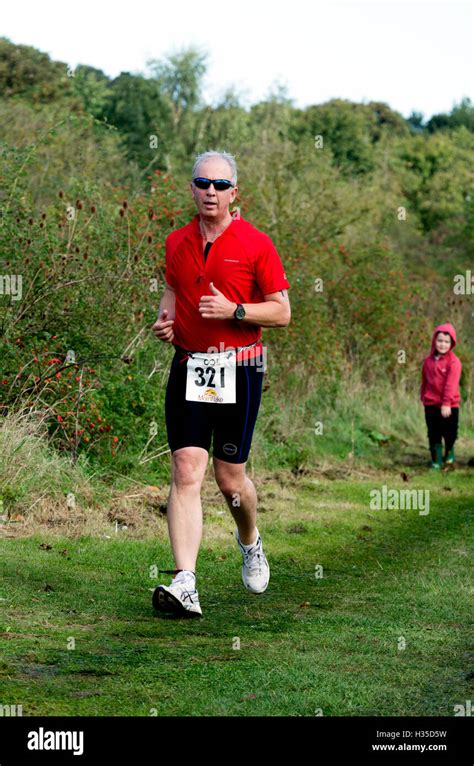 A Man Running In The Warwickshire Triathlon Stratford Upon Avon Uk