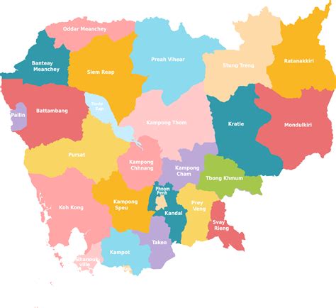 Cambodia Provinces Khmer Map Of Cambodia In Khmer Hd