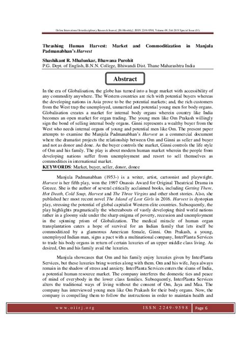 Pdf Thrashing Human Harvest Market And Commoditization In Manjula
