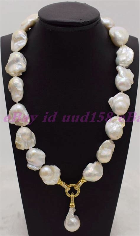 NEW HUGE NATURAL AAA SOUTH SEA WHITE BAROQUE PEARL NECKLACE 18 EBay