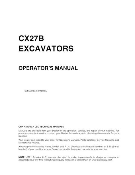 Case Cx27b Excavator Pdf Operators Manual