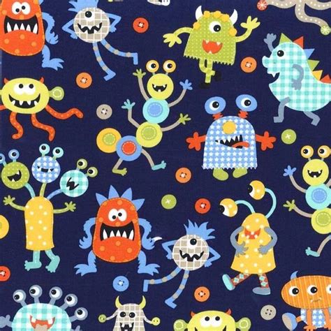 Monsters Fabric Friendly Monsters Fabric Kids Fabric Fun Etsy