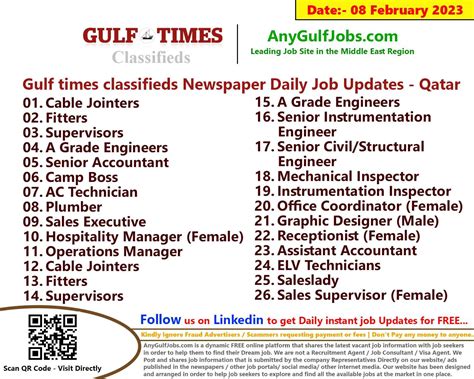 Gulf Times Classifieds Job Vacancies Qatar 08 February 2023 2024