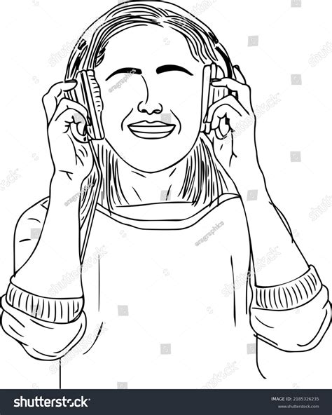 Sketch Drawing Young Girl Listening Music Stock Vector (Royalty Free) 2185326235 | Shutterstock