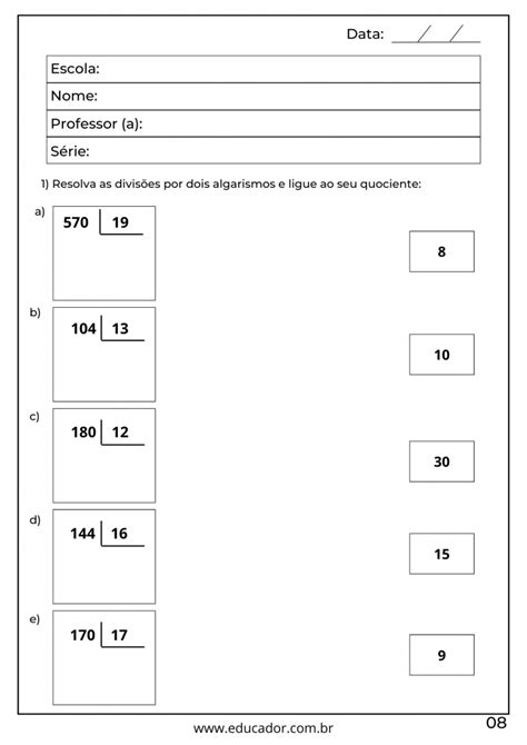Contas de Divisão para o 4º e 5º ano Experimente a comodidade e a