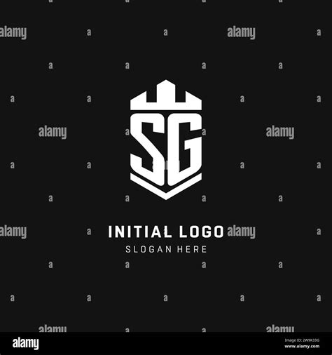 Sg Monogram Logo Initial With Crown And Shield Guard Shape Style Vector Graphic Stock Vector