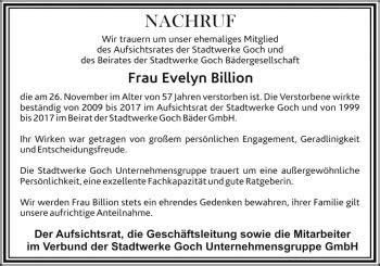 Traueranzeigen Von Evelyn Billion Trauer In NRW De