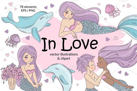 Mermaid In Love Illustrations Creative Market